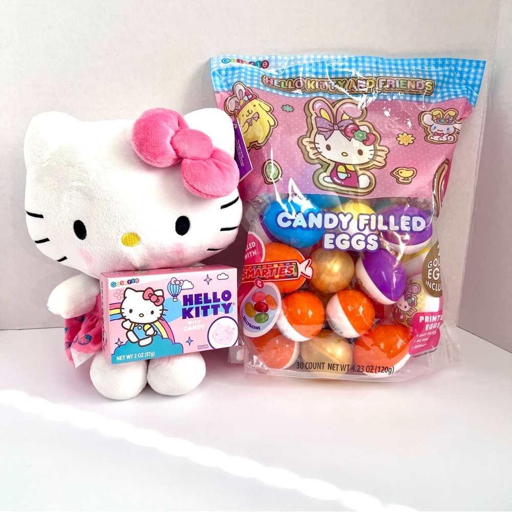 Hello Kitty Plush Toy with candy AND  30ct Candy Filled Egg Bag
